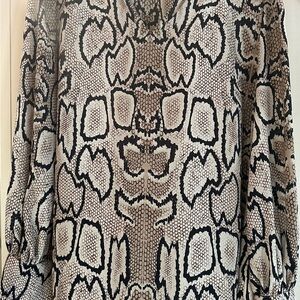 CAbi Black and Cream Animal Print Top